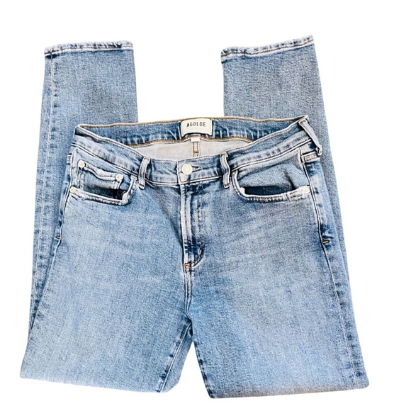 AGOLDE Toni Mid Rise Slim Straight Leg Ankle Light Med Blue Denim Jean Size 29 - Picture 4 of 10